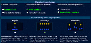 Flotten- und Planeteneinstellungen